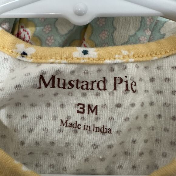 Mustard Pie Peasant Dress Size 3 Months Cottagecore Ruffle Floral Shabby Chic - Picture 9 of 12